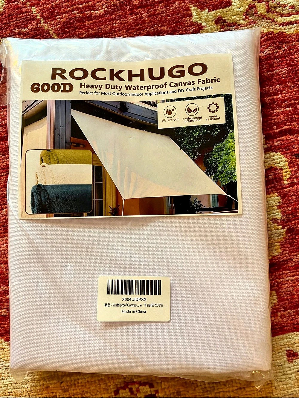 ROCKHUGO 600D Heavy Duty Waterproof Canvas Fabric White Canvas Fabric